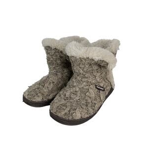 Muk Luks Womens Knit Bootie Slippers With Faux Fur Lining - Size 6